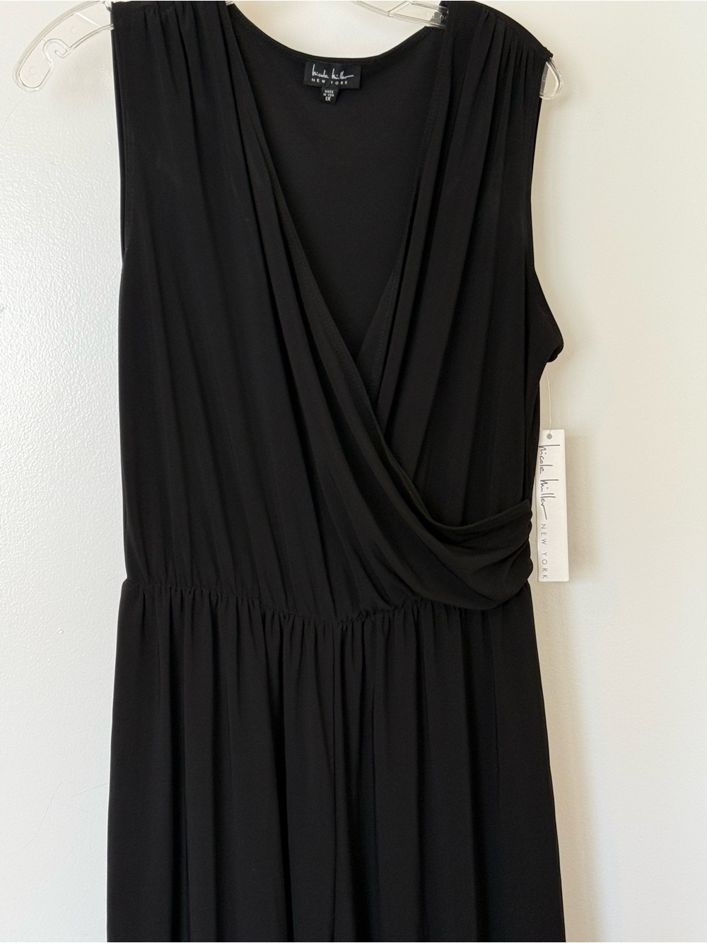 Nicole Miller Black Sleeveless Faux-Wrap Jumpsuit - Picture 6 of 8
